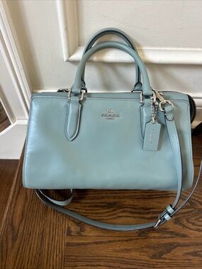 COACH 31713 Bond Bag Carryall Satchel Crossbody Sage Blue Refined Leather